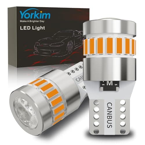 Yorkim 194 LED Bulb 6300K Amber Yellow, 168 2825 W5W T10 LED Light Bulb Error Free for License Plate, Dome, Map, Courtesy, Side Marker Lights, Pack of 2