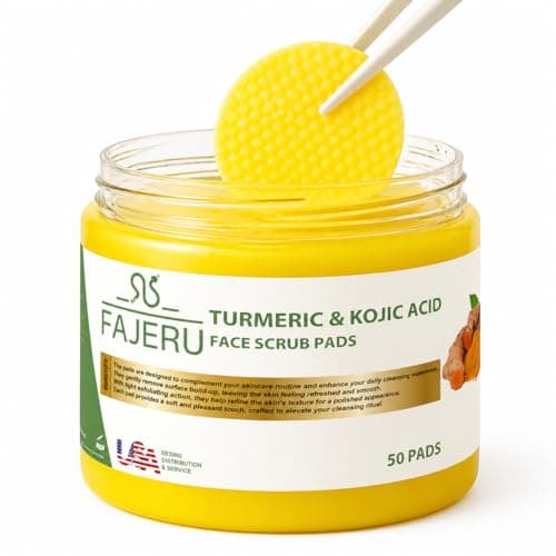 Turmeric Kojic Acid Cleansing Pads – 50pcs Exfoliating Face Scrub Pads for Smooth Skin – Turmeric Kojic Infused Cleansing