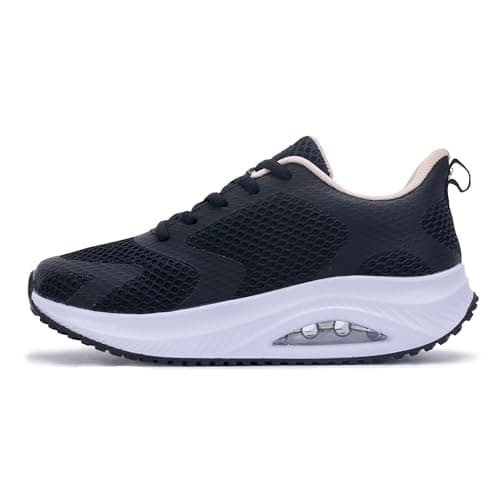 SURRAY Womens Plantar Fasciitis Walking Shoes Arch Support Orthotic Sneakers Comfortable Tennis Shoes for Casual Gym Workout PinkBlack US Size 8.5