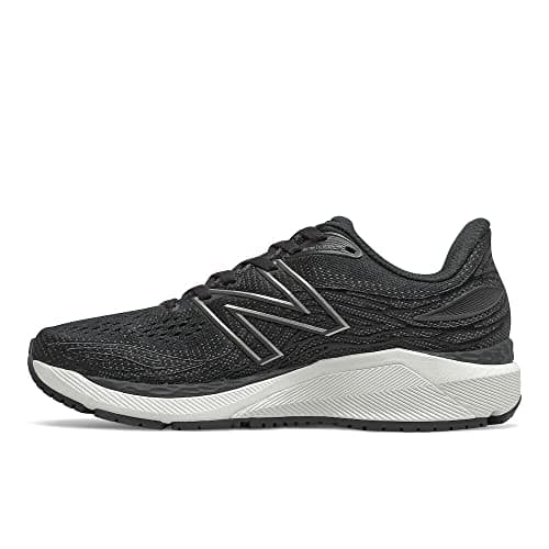 New Balance Women's Fresh Foam X 860 V12 Running Shoe, Black/White, 5 N