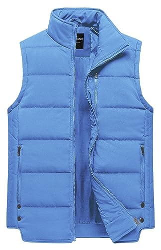 Chrisuno Women's Oversize Big Tall Puffer Vest Sleeveless Comfy Winter Jacket Fall Spring Travel Puffy Vest Light Blue XX-Large