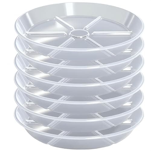 4 inch Plant Saucers, 6 Pack Clear Plant Trays, 5" (5.5" top diameter) Durable Round Plastic Flower Plant Water Drip Tray for Pots Planter, Plant Dish Pant Plate to Catch Water for Indoor & Outdoor