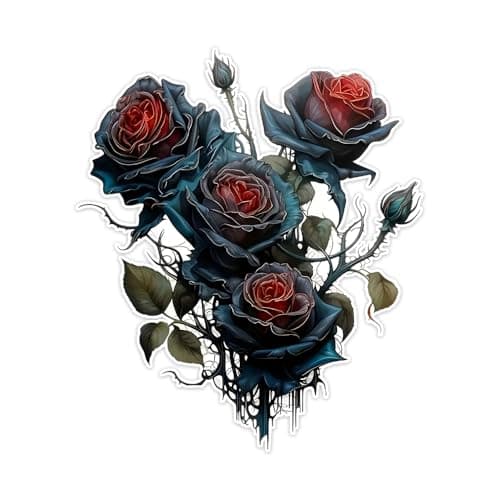 ZUKHL 2-Pack Roses Pattern Stickers, Self-Adhesive Rose Flower Decal for Car, Laptop, Motorcycle, Window, Wall - Glass Metal Ceramic Surface, Waterproof Outdoor Decal (2BZ649)