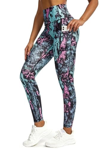 Tuspryt Womens Work Pants,Leggings for Women Tummy Control,Yoga Pants with Pockets Running Fitness Gym Tights XL