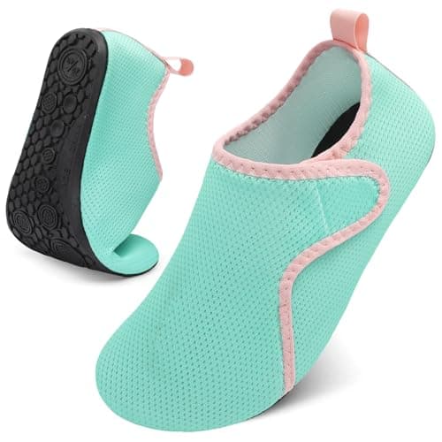 LeIsfIt Swim Water Shoes for Women Men Quick-Dry Aqua Socks Non-Slip Summer Barefoot Socks for Beach Pool Surf Yoga Green 8-9 Women/6-7 Men