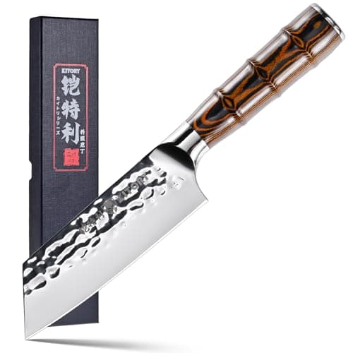 Kitory Kiritsuke Chef Knife 5.5", Small Japanese Kitchen Knives, HC German Stainless Steel, Hammered Finish Blade, Pakkawood Handle Cooking Cutlery 2025 Gifts for Home&Restaurant