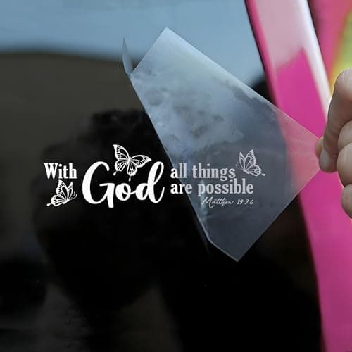 with God All Things are Possible Car Decal Butterfly Christian Stickers Bible Religous Decals Car Windows Trucks Accessories Affirmations Vinyl Waterproof 6 Inches Bumper Sticker Gift for Mom