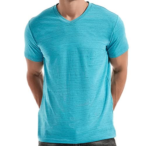 KLIEGOU Men's V Neck T Shirts - Casual Stylish Fitted Tees for Men 1 Light Blue-Gray XXXL
