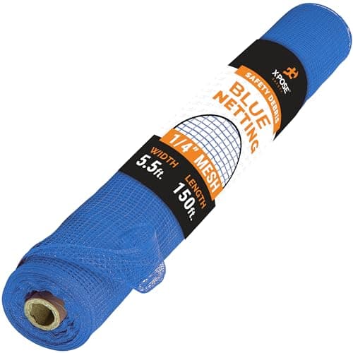 Xpose Safety Construction Safety Netting – 5.5' x 150', 1/4" Mesh Scaffold Safety Net, Temporary Material Roll, Visibility Fence, Heavy-Duty Fire Retardant, Blue