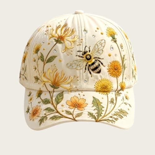 The Garden Morning Cap 2026 is a new Floral Baseball Cap that is Lightweight Breathable,It's a for Friend. (Honeybee Wildflower)