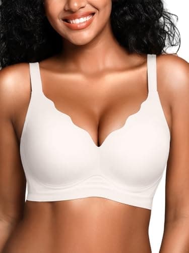 Cuteio Seamless Jelly Bras for Women No Underwire with Support - Wireless Bralettes Everyday Full Coverage Comfort Tshirt Bra White 2XL