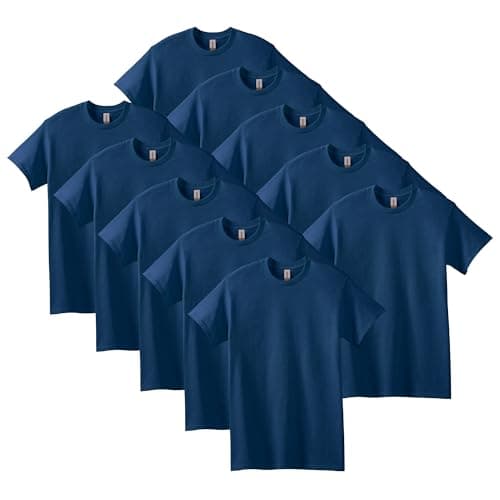 Gildan Men's 10-Pack Heavy Cotton Adult T-Shirt (G5000), Navy, X-Large