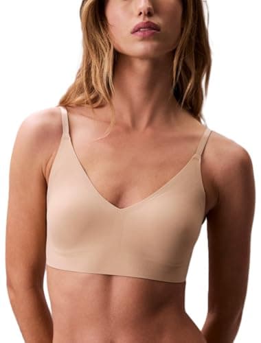 Calvin Klein Invisibles Comfort Lightly Lined Seamless Wireless Triangle Bralette Bra, Bare, X-Large