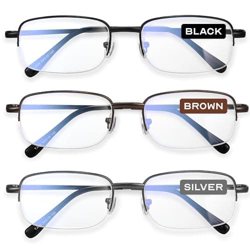 NOVIVON 2.5 Metal Reading Glasses Men - Durable Readers with Blue Light Filtering - Clear Vision