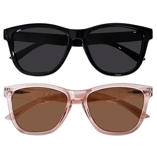 ZESAKER Reading Sunglasses for Women Men Full Lens Outdoor Readers Sunglasses UV Protection Sun Readers Eyeglasses (Black+ Light Brown, 1.0)