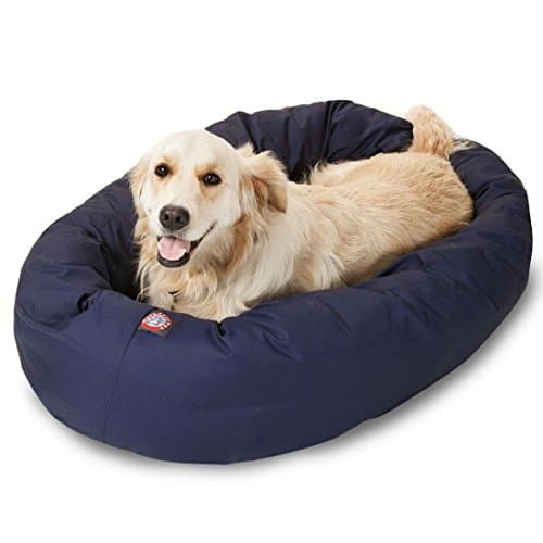 Majestic Pet 40 Inch Bagel Calming Dog Bed Washable – Cozy Soft Round Dog Bed with Spine Support for Dogs to Rest their Head - Fluffy Donut Dog Bed 40x29x9 (Inch) - Round Pet Bed Large – Blue