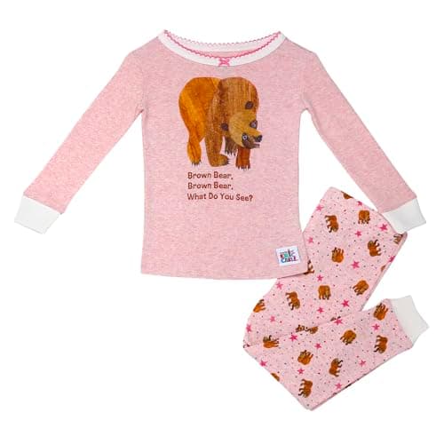 Baby Starters Brown Bear 2-Piece Snug Fit Girls Pajamas (Cotton, Pink Print, 4T)