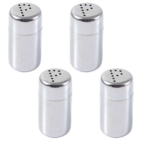 4 portable stainless steel spice shaker sets with seasoning jars, salt containers, and advanced salt and pepper shaker with adjustable pouring holes, suitable for outdoor barbecue and camping airdrops