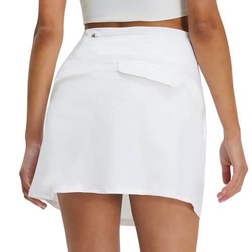 M MAELREG Golf Skorts for Woman with 7 Pockets High Waisted Stretch Tennis Skirts for Women Casual Running Athletic White