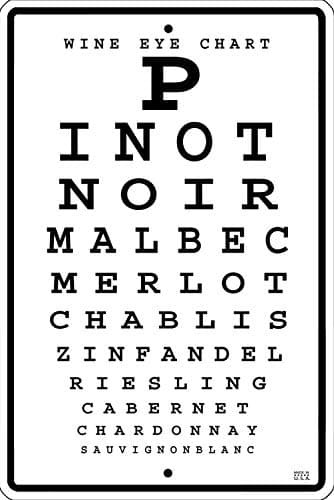 CROSSWALKS Wine Eye Chart 10" X 15" Aluminum Sign (WS071)