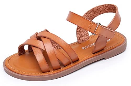 Apakowa Toddler Girls Sandals Open Toe Dress Flats Sandals Little/Big Kid