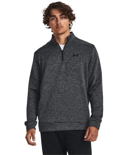 Under Armour mens Armour Fleece Twist Quarter Zip, (001) Black / / Black, Medium