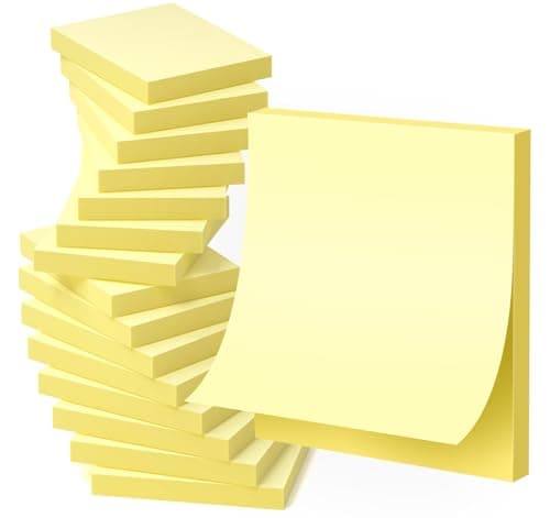 (24 Pack) Sticky Notes Yellow- 2 x 1.5 in, 2400 Sheets Small Notes Pads Self-Adhesive Notes, Self-Stick Pads for Office Supply, School, Family Organizer Pads,Corporate Bulk