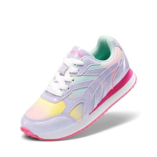 DREAM PAIRS Girls Sneakers Lace-up Tennis Running Casual Footwear LilLegends Lightweight Classic Walking Shoes for Little/Big Kid,Size 12 Little Kid,Rainbow/Purple,SDFS2414K