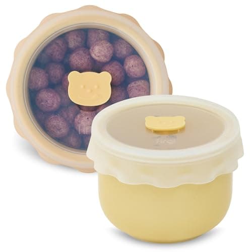 Firgi Ceramic Baby Food Storage Container, Airtight BPA-Free Jar with Silicone Lid, Unbreakable Ceramic, Microwave & Dishwasher Safe, Reusable Glass Alternative for Baby Puree (8.45oz - Yellow)