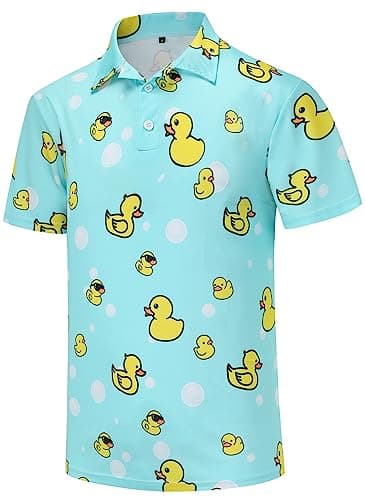 Funny Golf Shirts for Men Dry Fit Short Sleeve Print Mens Golf Polo Shirts for Men