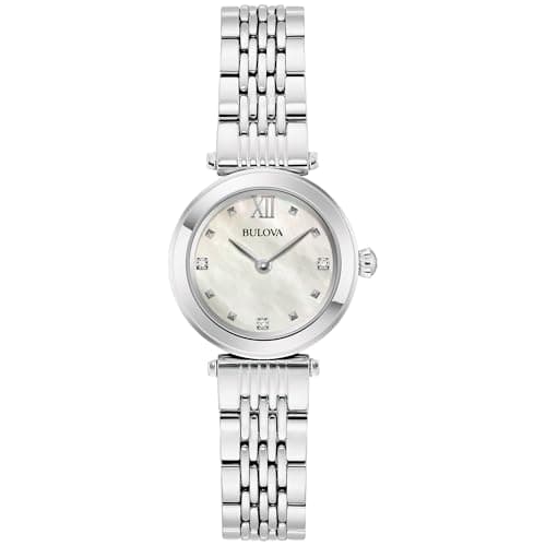 Bulova Ladies Classic Mini 2-Hand Quartz Watch, Diamond, Stainless Steel, Mother-of-Pearl Dial, 24.5mm