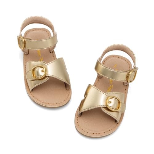DREAM PAIRS Girls Sandals Fashion Sandal with Adjustable Straps Open-Toe Comfortable Summer Shoes for Toddler Little Kid,Size 4 Toddler,Gold,SKFS26001K
