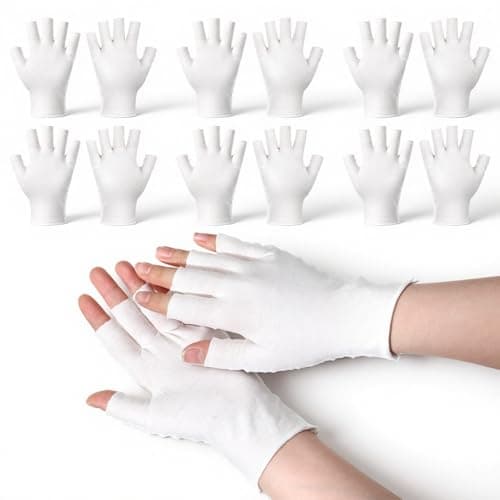 6 Pairs White Fingerless Gloves, Moisturizing Gloves Overnight, Soft and Comfortable for Dry Hands Sleeping Hand Spa UV Sun