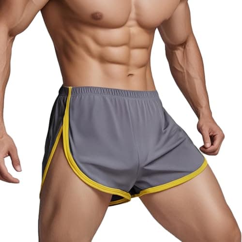 YINYOUYU Mens Running Shorts Gym Athletic Workout Bodybuilding Short Shorts 3XL Darkgray