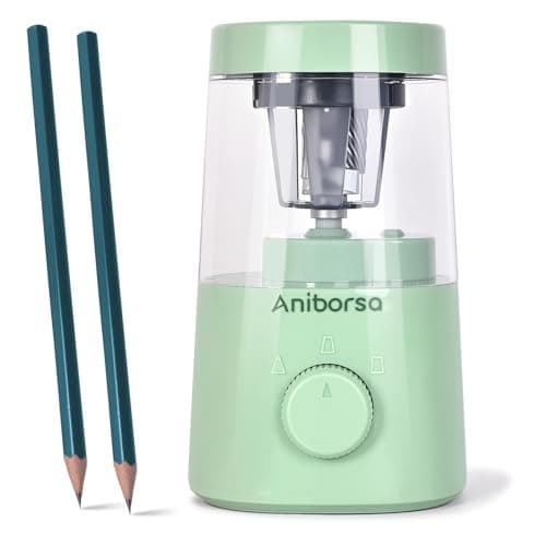 Aniborsa Electric Pencil Sharpener, Battery/USB Cord Operated, Green