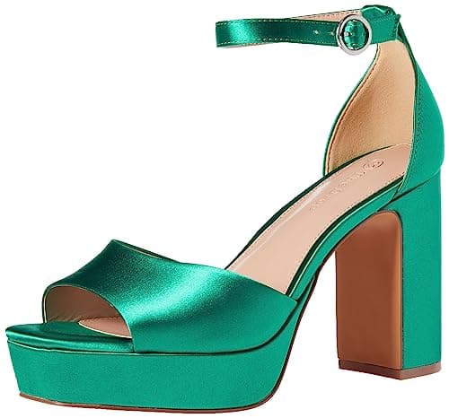 The Drop Women's Hamalie Platform Sandal Jade Satin, 8.5