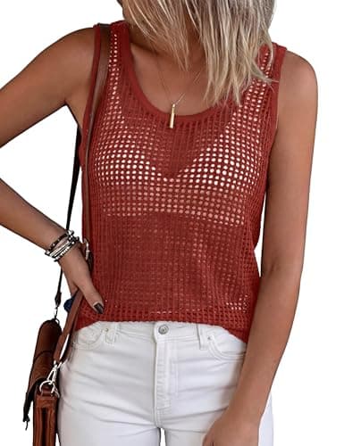 Totatuit Womens Spring Sweater Vest 2026 Boho Summer Tops Cropped Coverup Knit Sleeveless Fit Cami Casual Vacation Outfits Red