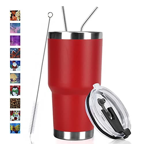 SYACOT 30oz Tumbler Double Wall Stainless Steel Vacuum Insulated Travel Mug with Splash-Proof Lid Metal Straw and Brush