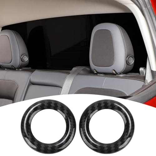 PDKLIN for Colorado Rear Seat Headrest Button Trim Ring Fit for Chevy Colorado/GMC Canyon 2014-2022 Black Carbon Fiber Interior Accessories 2pcs