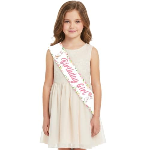 Serencatcher Bunny Birthday Decorations, Bunny Rabbit Birthday Sash for Girls Spring Easter Rabbit Theme Party Favors Decorations Gifts Accessories
