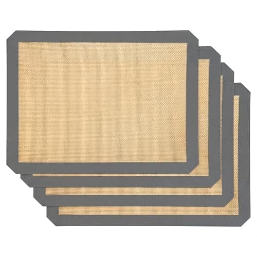 XSSDPDC 4-Pack Non-Stick Silicone Baking Mat, Food Safe Silicone Mats for Baking Cookies and Macarons - Silicone Baking Sheet(Gray)