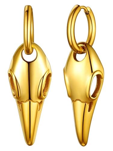 Nordic Viking Hoop Earrings for Male Vintage Punk Studs Ear 14K Gold Plated for Women