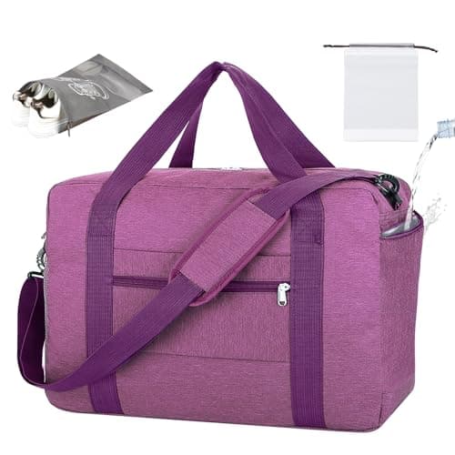 For Spirit Airlines Personal Item Bag 18x14x8 Foldable Travel Duffel Bag Underseat Carry on for Men Women with Wet Pocket (Purple, 30L)