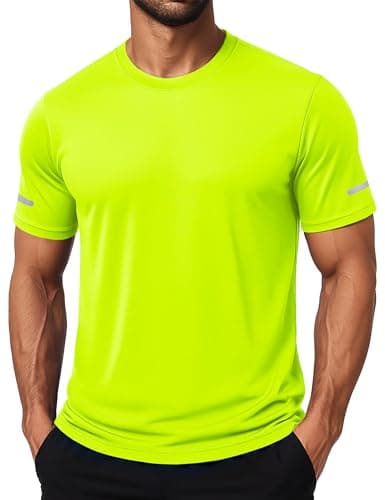 MAGCOMSEN Workout Shirts for Men Sun Protection Quick Dry Moisture Wicking Short Sleeve Tshirt Athletic Running Gym Dry Fit Rash Guard Green M