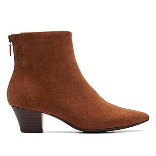 Clarks Women's Teresa Boot Fashion Boot, Dark Tan Suede, 5 Medium US