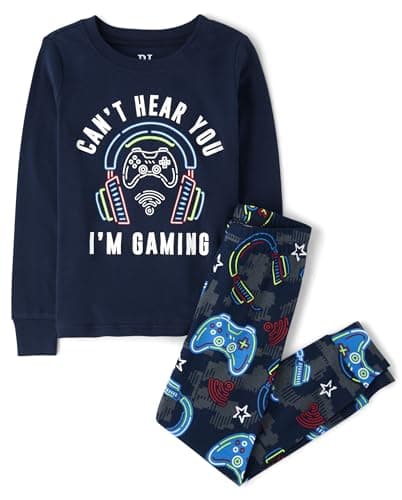 The Children's Place,Boys,Long Sleeve Top and Pants Snug Fit 100% Cotton 2 Piece Pajama Set,Im Gaming,4