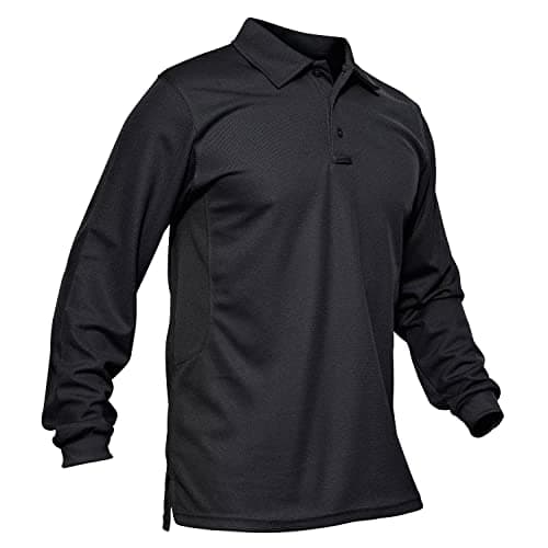 MAGCOMSEN Polo Shirts for Men Long Sleeve Golf Polo Shirt Tactical T Shirt for Men Shirts Work Shirt Quick Dry Shirt Men Casual Shirt Black
