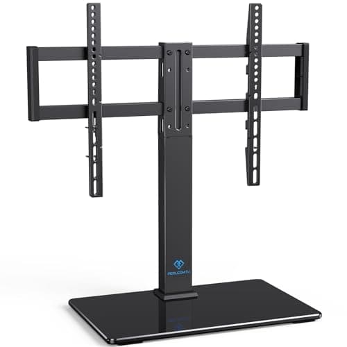 PERLESMITH Universal Swivel TV Stand for 32-75 inch TVs, Table Top TV Stand Base up to 99 lbs, 4 Height Adjustable Universal TV Legs with Tempered Glass Base, Max VESA 600x400mm, PSTVS02-N1