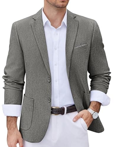 COOFANDY Mens Two Button Blazer Jacket Classic Fit Sport Coat Casual Business Suit Jackets Grey