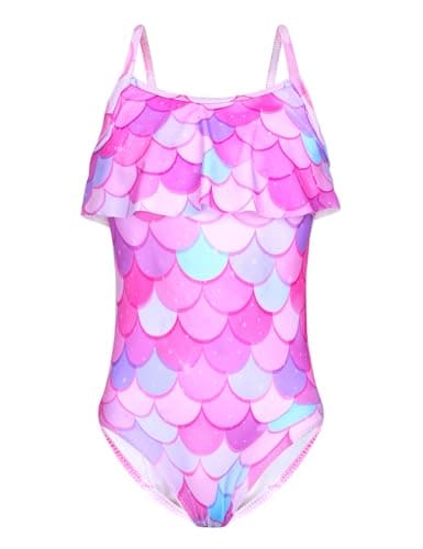 Swimsuit for Girls Size 2t 3t Purple Mermaid Scale One Piece Ruffle Adorable Swimwear